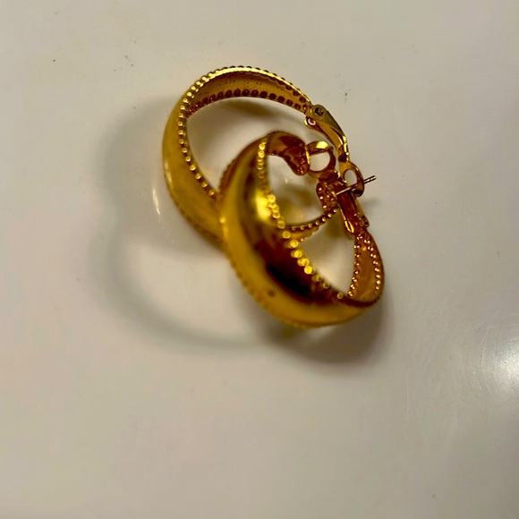 1.5 inch gold plated hoops, perfect for work or everyday wear - Picture 1 of 3